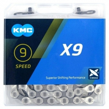 Ланцюг KMC X9 9 швидкостей 114 ланок сірий + замок